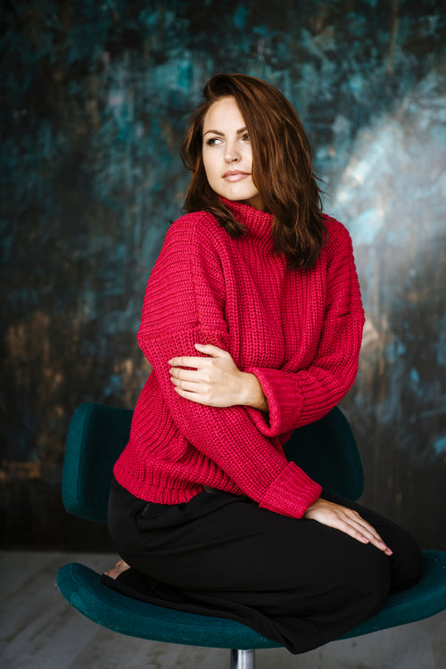 "Vello D'oro"-alpakų ir merino vilnos megztinis (Red)